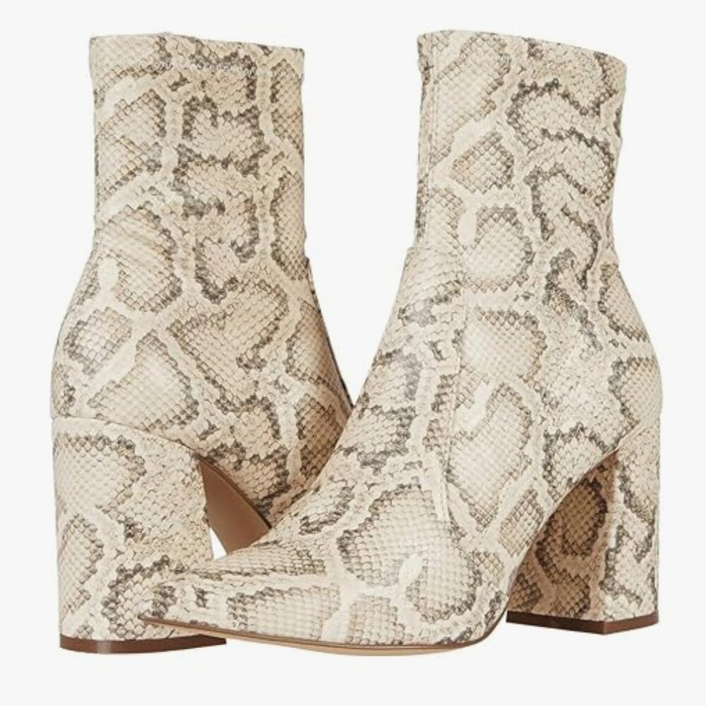 STEVE MADDEN Snake Printed Block Heel Boots